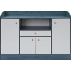 Virtuvės spintelė su stalviršiu, bufetinė spintelė su 1 stalčiumi, 4 durelėmis, virtuvės, valgomojo, svetainės spintelė, 110 x 30 x 80 cm (mėlyna)