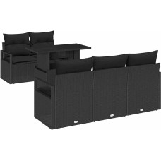 6 dalių sodo sofos komplektas su kilimėliais Schwarz Poly Rattan, 2 dalių sodo sofa su kilimėliais Schwarz Poly Rattan Gartenlounge Modelis3348739