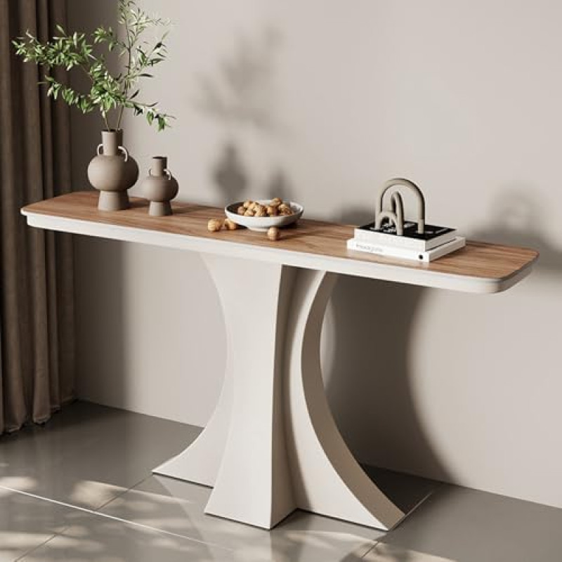 Generisch Moderner Konsolentisch aus schwarzem und weißem Eisen mit Steinplattenplatte und eleganten, schmalen Metallbeinen für Eingangsbereich, Wohnzimmer oder Flur. 100 cm ilgio.