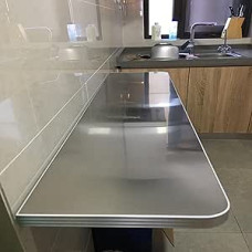 Klappbarer Frühstücksbartisch zur Wandmontage, Kleiner, platzsparender Küchen-, ESS- und Arbeitstisch aus Edelstahl, herunterklappbarer Hängetisch (50 × 30 cm)