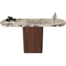 Konsolentisch, Moderner schmaler Konsolentisch mit Kunstmarmorplatte, 47,24 Zoll, Akzenttisch aus Holz Flurtisch