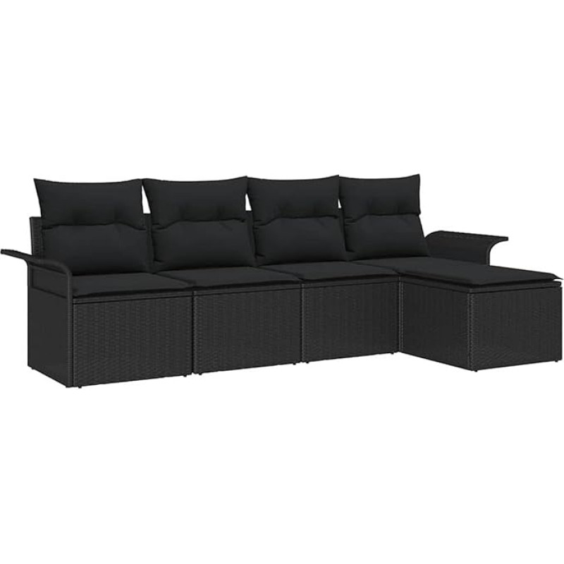 5 dalių sodo sofos komplektas su kilimais Schwarzes Poly Rattan, 2 dalių sodo sofa su stalčiumi ir kilimais Schwarzes Poly Rattan Gartenlounge Modelis3353992