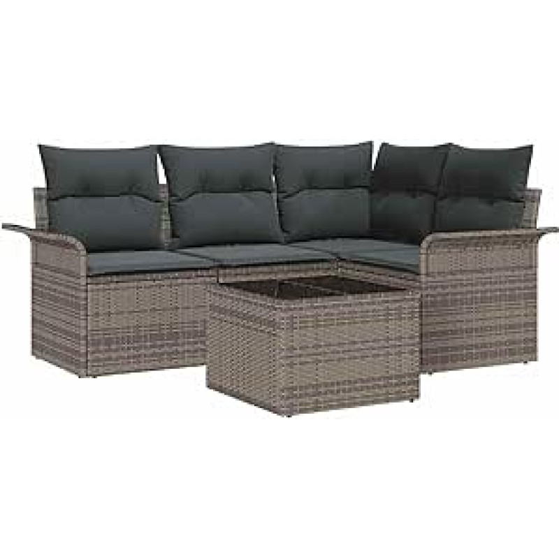 4-teiliges Garten-Sofa-Set mit Kissen aus schwarzem Poly-Rattan Gartenlounge Modelis3345349