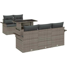 Gartensofa-Set mit Kissen mit Speicher 6 pcs Grau Poly Rattan Gartenmöbel Model3356932