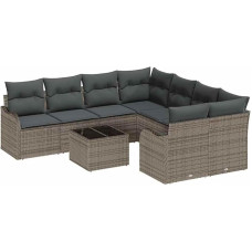 Gartensofa komplektas 9 vnt Grau Poly-Rattan und Stahl und Glas Gartenmöbel Modelis3354308