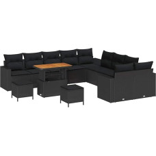 Gartensofa-Set mit Kissen 17 pcs Schwarz Poly-Rattan Gartenmöbel Modelis3363624