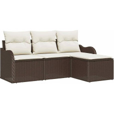 Gartensofa-Set mit Speicher 4 pcs Braun Poly-Rattan Gartenmöbel Modelis3354317