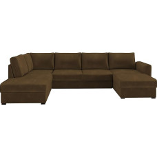 Mirjan24 Wilma kampinė sofa su 2 miegamosiomis vietomis ir miego funkcija dideliems kambariams, kampinė sofa, minkšta kampinė sofa-lovos komplektas sofa-lova (Wave 09, kairė pusė)