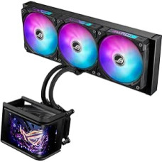 ASUS ROG Ryuo IV SLC 360 ARGB All-in-One CPU aušinimas vandeniu (6,67 colių AMOLED ekranas, palaiko 3D vaizdo įrašus, 200 mm vamzdeliai, 3x ARGB Daisy Chain ventiliatoriai, skirti Intel LGA 1851, 1700, AMD AM5, AM4)
