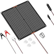 12 voltų 30 vatų saulės baterijos įkroviklis, 30 W saulės baterija, vandeniui atsparus saulės energijos įkroviklis ir priežiūros prietaisas su krokodilo spaustuku