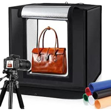 PULUZ Photo Studio Light Box Portable 60 x 60 x 60 cm Light Tent LED 5500K Mini 60W Photography Studio Tent Kit with 3 Removable Backdrop Black Orange White UK Plug