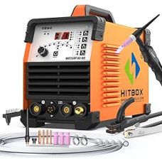 HITBOX 6-in-1 TIG suvirinimo aparatas AC/DC, 200 A, impulsų funkcija, IGBT inverterio technologija, 2T/4T skaitmeninis valdymas, nauja versija aliuminiui, nerūdijančiam plienui ir plienui (HBT250P AC/DC)