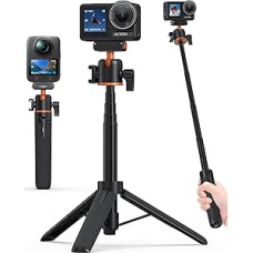 Osmo Action Mini-Stativ Halter für DJI Action 5 Pro/4/3, Osmo 360, Kleines Tripod Halterung mit Kugelkopf, 2-in-1 Selfie-Stick/54 cm Verlängerungsstab/Reise Vlog Handgriff/Zubehör