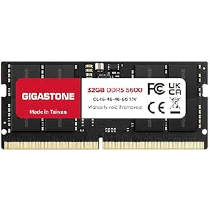 【DDR5 RAM】GIGASTONE 32GB DDR5 5600MHz PC5-44800 CL 46-46-46-90 1.1V SODIMM 262Pin Non-ECC Unbuffered Notebook Laptop High Performance Memory Upgrade