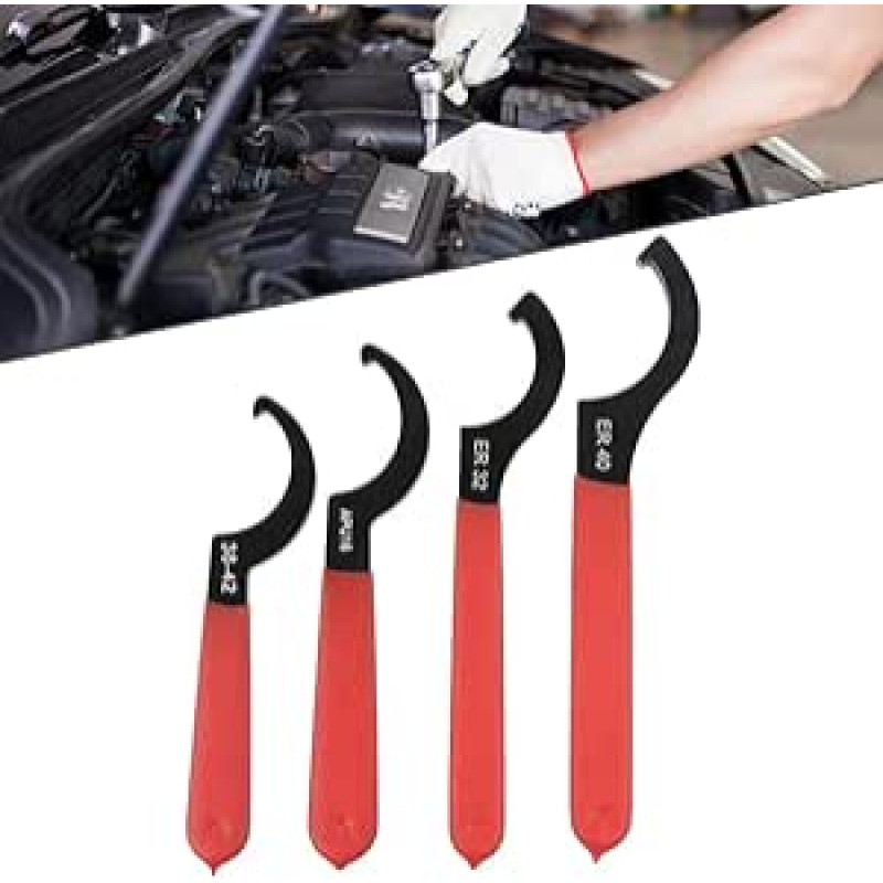 Keturių dalių verstelinių C-šakių rinkinys su rutschfestem Griff, skirtas graviravimo mašinoms, elektriniams verpstukams ir spannmuttern (38-42, APU16, ER32, ER40)