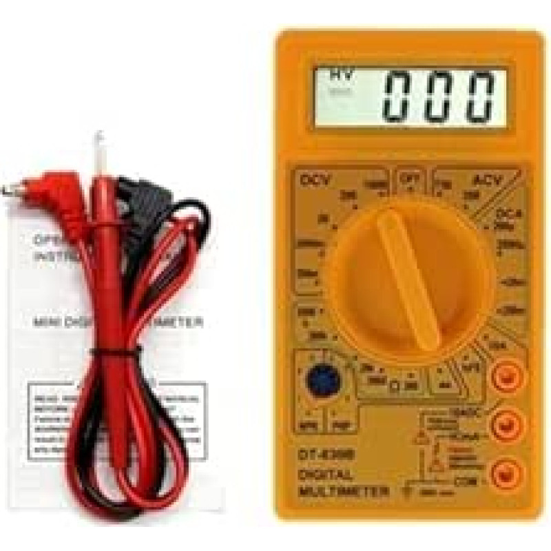 DT830B LCD skaitmeninis multimetras - AC/DC 750/1000 V mini rankinis matuoklis su sondomis, skirtas įtempimui, įtempimui