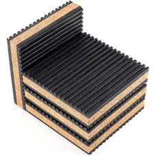 Gumos kamštinis kompozicinis kilimėlis, 4 pakuotės, 50 x 50 x 22,3 mm, triukšmo mažinimo, balansinis buferis, amortizuojantis smūgius, skirtas sunkiosioms staklėms, pramonėje ir buityje