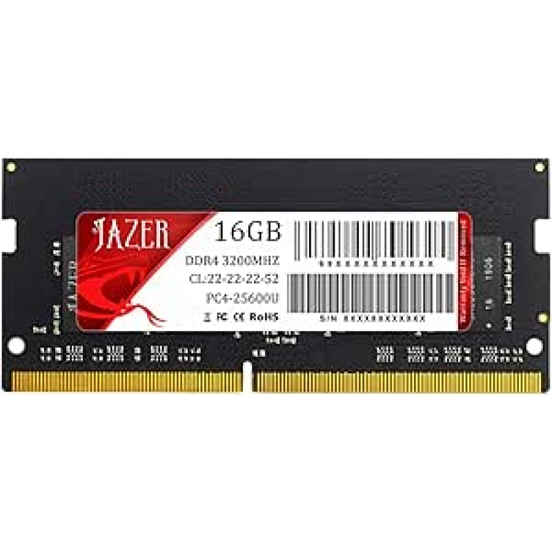 JAZER JAZER-DE-NB-DDR4-16GB-3200 RAM 32GB rinkinys (16GB x 2), 288 kontaktų UDIMM staliniams kompiuteriams skirta atmintis, XMP 2.0 didelio našumo atminties modulis CL16/CL18 1.35V