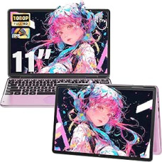 11 Inch 2-in-1 Touch Screen Rose Gold Laptop Tablet, 16GB DDR4 RAM, 512GB SSD, N100 Processor up to 3.4GHz, FHD (1920 x 1200) IPS Display, Backlit Keyboard, Webcam, USB-C Notebook PC for Study, Travel