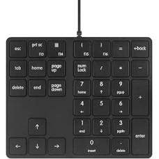 Qisan Numeric Keypad Wired Numpad 34 Keys Portable Keyboard USB External Mini Slim Keyboard Magicforce Black