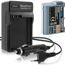 Blumax baterija, suderinama su Nikon EN-EL15b [2040mAh] + įkroviklis EN-EL15c EN-EL15a EN-EL15, skirta D500 D800 D850 D7200 D7500 - Z8 Z7 II Z6 II Z5 Zf