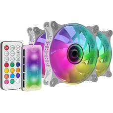 Mars Gaming MF-3DKIT White, Kit 3 ARGB 360° 12 cm Fan, 3D Infinity Mirror, Anti-Vibration System, ARGB Controller, RF Remote Control, Fully Compatible