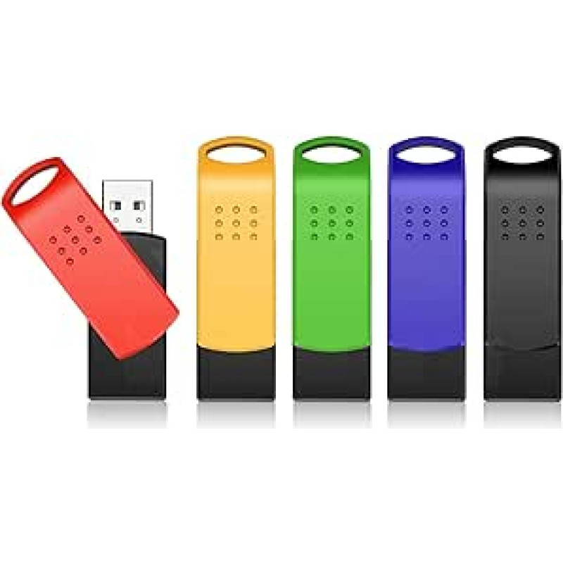 KEXIN USB atmintinės 32 GB pakuotė su 5 pasukamomis USB atmintinėmis, skirtomis kompiuteriui, staliniam kompiuteriui, nešiojamajam kompiuteriui, automobilinei garso sistemai, žaidimų konsolėms