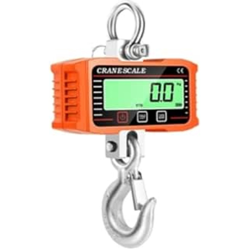 Skaitmeninis kranas, 1 t, LED, aukštas atsparumas, pramoninė patikra, Hakengewichtswaage, N/lb/kg, Haltewaage for Aufhängen für Landwirtschaft, Viehzucht(500kg Orange)