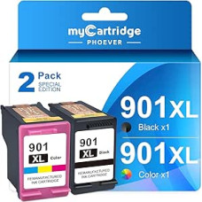 MYCARTRIDGE PHOEVER 901XL HP 901 juodos spalvos spausdintuvo kasetės, skirtos HP Officejet 4500 spausdintuvo kasetėms, skirtoms HP OfficeJet J4580 J4680 J4624 J4524 J4525 G510 spausdintuvui (2 vnt.)