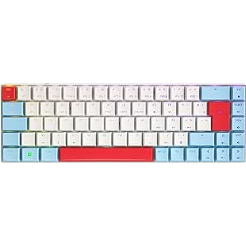 CHERRY MX-LP 2.1 kompaktiška belaidė žaidimų klaviatūra su 68 klavišais, prancūziškas išdėstymas (AZERTY), mechaniniai MX žemo profilio greitieji jungikliai, balta spalva