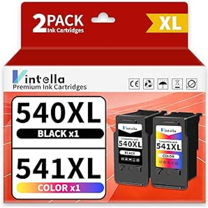 540XL 541XL Multipack Ersatz für Canon Druckerpatronen 540 541 XL Kompatibilus su Canon Pixma TS5150 MG3600 MG3650 MG3650S MG3650 MG4250 MX475 TS5100 MG3150 MG3500 MG4200 MX535 (Schwarz, Farbe)