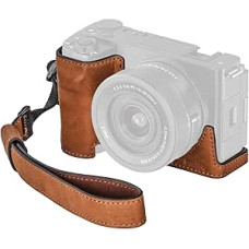 SMALLRIG fotoaparato odinis dėklas su riešo dirželiu, senovinis odinis fotoaparato pusinis dėklas su aliuminio lydinio rėmeliu, įmontuota 1/4