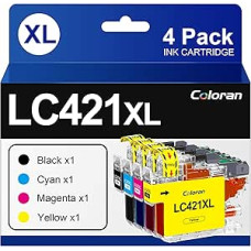 Coloran LC421XL spausdintuvo kasetės, suderinamos su Brother LC421 XL, skirtos Brother DCP-J1050DW kasetėms Brother MFC-J1010DW kasetėms DCP-J1140DW (4 vnt.)