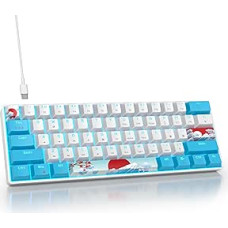 SOLIDEE mechaninė žaidimų klaviatūra 60 %, 61 klavišas, kompaktiška mechaninė klaviatūra su RGB apšvietimu, 60 % mechaninė QWERTY klaviatūra, raudonos spalvos jungiklis, skirta 