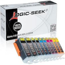 Logic-Seek 10 Printer Cartridges Compatible with Canon PGI550XL LS-CLI551XL with Chip and Level Indicator for Pixma iP7250, MG5450, 6350, MX725, 925, PGI550BK, CLI551C, CLI551M, CLI551Y and CLI551BK