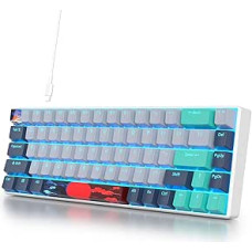 SOLIDEE mechaninė žaidimų klaviatūra 65 proc., 68 klavišų, kompaktiška mechaninė klaviatūra su RGB apšvietimu, 65 proc. mechaninė QWERTY klaviatūra, raudonas jungiklis, skirta Win/Mac PC nešiojamiesiems kompiuteriams (68 Shark)