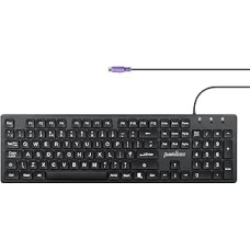 perixx PERIBOARD-117P PS/2 Full Size Keyboard, Bright, Large Print, Durable, Compatible with Windows, Classic Black, UK QWERTY