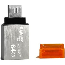64 GB sidabrinis dvigubas diskas Micro B OTG USB atmintinė, suderinama su 