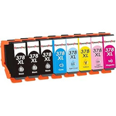 378XL Printer Cartridges for Epson 378 Multipack Compatible with Expression Photo XP-8700 XP-8600 XP-8500 XP-8605 XP-8505 XP-15000 XP8700 XP8600 XP8500 Cartridges (8 Colours)