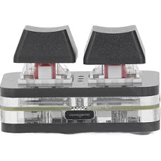 Kompaktiška mechaninė klaviatūra su 2 klavišais, raudonu jungikliu ir USB prievadu ritminiams žaidimams ir makrokomandoms (juoda)