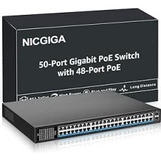 48 Port Gigabit PoE Switch Unmanaged with 48 Port IEEE802.3af/at PoE+@400W, 2 x 1G SFP, NICGIGA 50 Port Network Power Over Ethernet Switch, Desktop/Rackmount