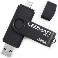 LEIZHAN Flash Drive U-Stick Micro 128 GB USB 2.0 atminties kortelė su dviguba USB jungtimi, skirta 