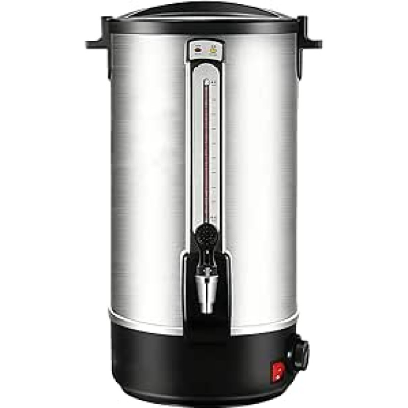 Glühweinkocher, Glühweinkessel Heißwasserspender Aus Edelstahl, Mit Auffangschale Zapfhahn Thermostat Füllstandanzeige, Glühwein Heißgetränkeautomat 20L