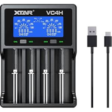 XTAR 2022 New VC4H 18650 Charger 4 XTAR 4-Slot 18650 Battery Charger LCD Display Universal Charger with Type C for Li-ion Batteries 18650 22650 20700 16340 14500, AA AAA Batteries