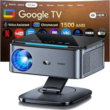 Beamer【1500 ANSI/Autofokus/360°-Drehung】 XIWBSY Projektor 4k Google TV/Sprachsteuerung, WiFi 6 Bluetooth 5.3, 38000 Lumen, Heimkino/Outdoor Beamer Netflix