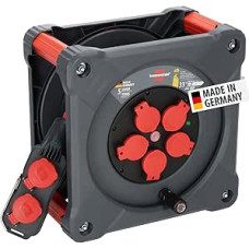 Brennenstuhl Professional Construction Site Cable Reel with Powerblock KC 3200 5 (33 + 5 m, H07RN-F 3G2.5 Cable in Black, 5 Earth Contact Sockets, Permanent Outdoor Use, Made in Germany)
