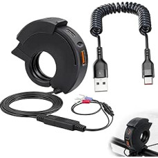 Motorrad USB Steckdose, Moto Telefon Ladegerät, wasserdichte Motorrad Ladegerät mit Typ C Ladekabel, Kurzschluss & Überladeschutz, Wasserdicht Dual Ladebuchse Für Wohnmobil KFZ Boot