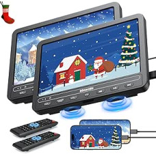 10,1 colio DVD grotuvas automobilinis 2 ekranai 5 valandų baterijos veikimo laikas su HDMI įvestimi, USB/TF kortelė, atminties talpa, atkuria tuos pačius / skirtingus filmus, be regiono, automobilinis DVD grotuvas vaikams 2 grotuvai