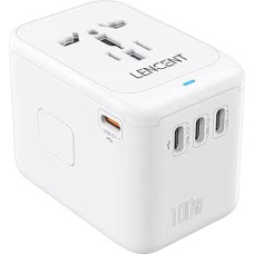 LENCENT 100 W Travel Adapter Worldwide, Universal Travel Plug World Travel Adapter with 1 USB A and 4 USB C, International Socket Adapter for Japan Thailand USA England Australia (Type A/G/I/C)