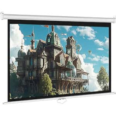 INMOZATA Screen Projector Roller Blind 129 cm, Picture 116 x 87 cm (60 Inches), Format 4:3, Ceiling Mounting & Wall Mounting Projector Screen for Home Cinema Office Meeting School Presentations White Housing